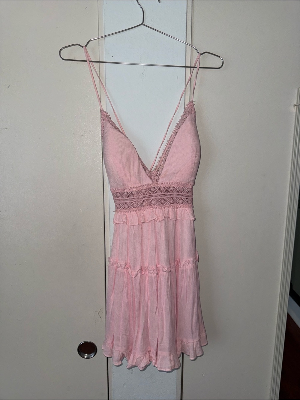 Delicate Pink Spaghetti Strap Summer Dress